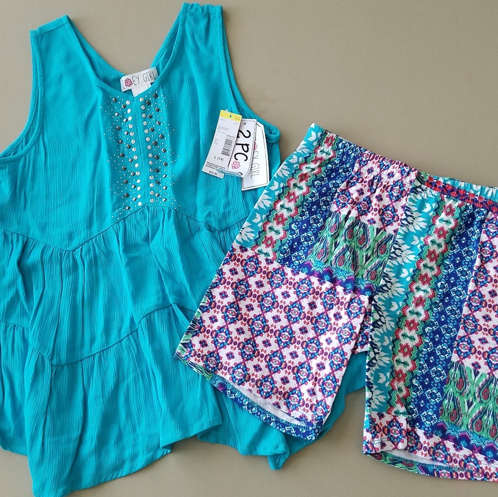 NWT Girls Zoey Girl Tank and Bermuda Short Sz 14